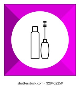 Icon of open mascara tube and brush