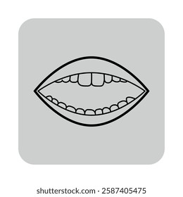 Icon of open mouth showing teeth, emphasizing health and well-being. Oral health concept