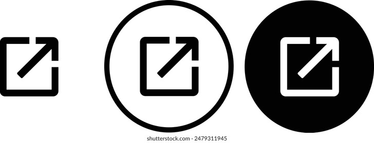 icon Open new black outline for web site design 
and mobile dark mode apps 
Vector illustration on a white background