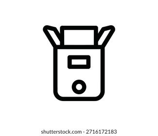 Icono de un contenedor de envío de embalaje abierto