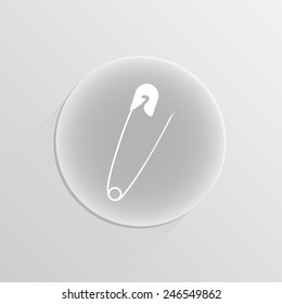 icon open pin on a white button with shadow 