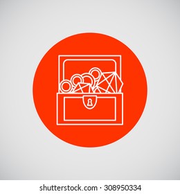 Icon of open treasure chest with diamonds and gold