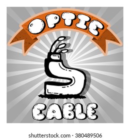 Icon of optic cable hand-drawn. Vector illustration