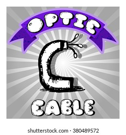 Icon of optic cable hand-drawn. Vector illustration