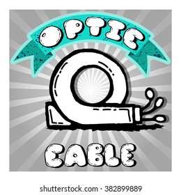 Icon of optic cable hand-drawn. Vector illustration