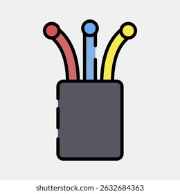 Icon optical fiber. Internet network elements. Icon in filled line style.