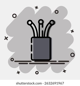 Icon optical fiber. Internet network elements. Icon in comic style.