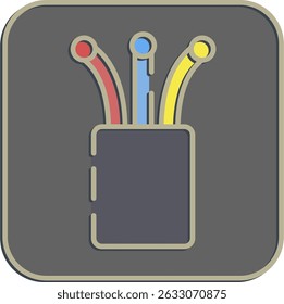 Icon optical fiber. Internet network elements. Icon in embossed style.