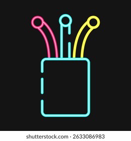 Icono de fibra óptica. Elementos de red de Internet. Icono en estilo neón.