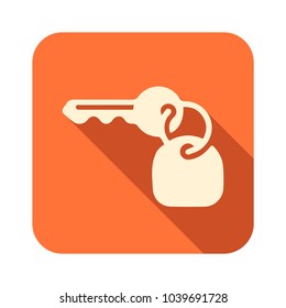 Icon of orange color with a shadow effect with a picture of a round key