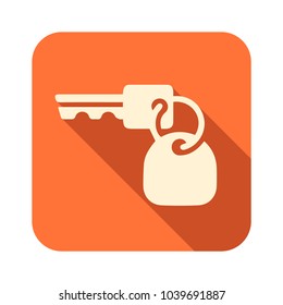 Icon of orange color with a shadow effect with the image of a square key
