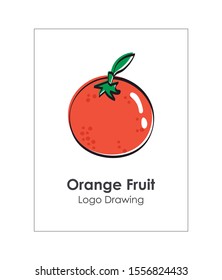 Icon of an orange fruit. Linear and hand-made image of a pretty fruit. Editable vector.
