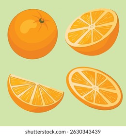 Icon orange fruits. Icon orange With various shapes of pieces