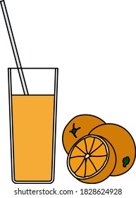 Icon Of Orange Juice Glass. Editable Outline With Color Fill Design. Vector Illustration.