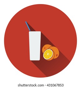Icon of Orange juice glass. Flat design. Vector illustration.
