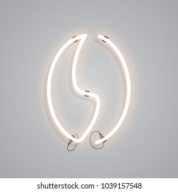 Icon of orange neon sign of coffee bean. Coffee shop, caffeine, cafe. Urban services concept. Can be used for signboards, posters, web design
