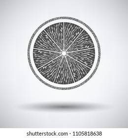 Icon of Orange on gray background, round shadow. Vector illustration.