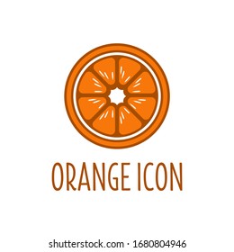 Icon of an orange. Picture of an orange slice. Geometric image.