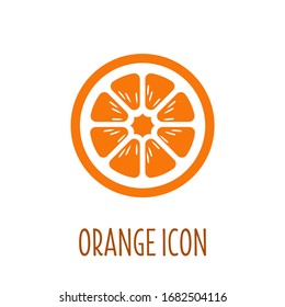Icono de una naranja. Imagen de una rebanada naranja. Imagen geométrica.