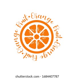 Symbol einer Orange. Bild einer orangefarbenen Scheibe. Geometrisches Bild.