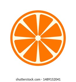 Icon  Orange Set with whole fruit and a half, with leaves and without. Vector illustration in a flat style, logo isolated on white background