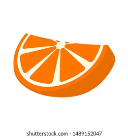 Icon  Orange Set with whole fruit and a half, with leaves and without. Vector illustration in a flat style, logo isolated on white background