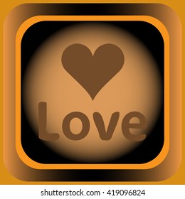 Icon orange square love heart