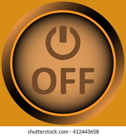 Icon orange switching off and word