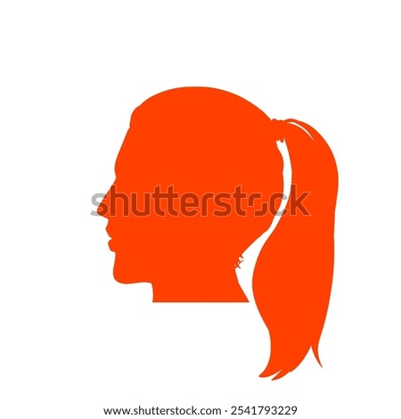 icon of an orange woman's head with her hair tied in a ponytail