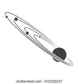 Icon of the orbits of the planets around the sun. Vector on a white background.