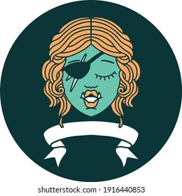 icon of orc rogue character face with banner