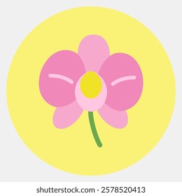 Icon orchid. Beautiful flowers elements. Icon in color mate style.