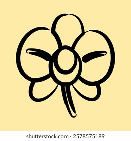 Icon orchid. Beautiful flowers elements. Icon in hand drawn style.