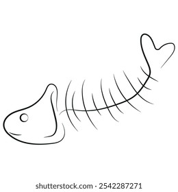 icon of organic garbage, namely the spine of an eaten fish, drawn in outline, to fight against environmental pollution day