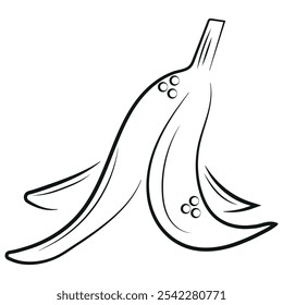 an icon of organic waste, namely banana skins, drawn with a contour, to fight against environmental pollution day