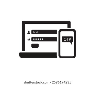 Icon OTP or one-time password for logging in or transaction vector illustration