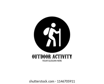 ICON OUTDOOR ACTIVITY WITH A MAN BRINGING BAGS AND STICKS