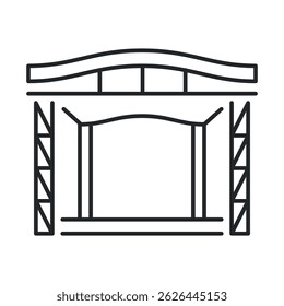 An icon of an outdoor concert stage suitable for various musical events. The design shows a simplified yet effective stage layout, ideal for community gatherings or festivals.