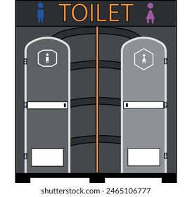 Icono de los baños públicos dobles portátiles al aire libre o al aire libre. Diseño de Vector de un baño público doble portátil exterior o exterior en color gris.