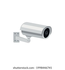 Icon of outdoor security camera, cctv surveillance system for safety people. Guard equipment for area looking and control. Flat vector illustration isolated on white.