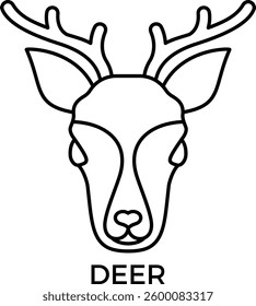 Icon outline black deer head ,on a white background. Vector illustration.by iin indun.by kuncong.by kus wandoko