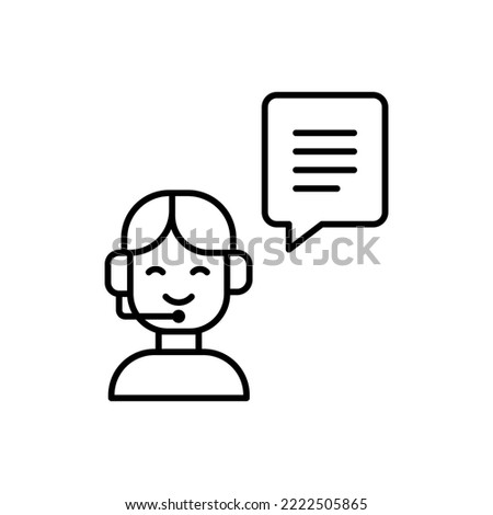 icon outline customer service, help, support, question, comment, bubble chat, communication. editable color, outline icon style