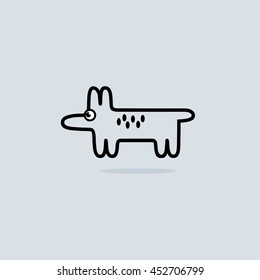 Icon of outline dog. Avatar of puppy. Print for t-shirt. 