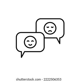 icon outline emoji, emoticon, feedback, expression, bubble chat, communication, chatting, review, rating. editable color, outline icon style.