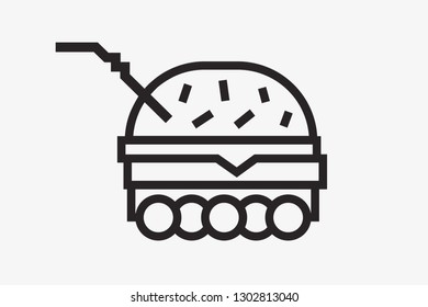 Icon outline fast-food, car-tank a big hamburger