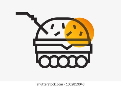 Icon outline fast-food, car-tank a big hamburger