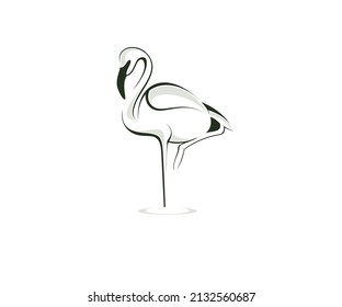 icon outline flamingo logo design