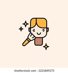 icon outline flat color about makeup tools, salon, beauty, cosmetics, woman. editable color. outline flat icon style.