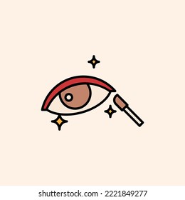icon outline flat color about makeup tools, salon, beauty, cosmetics, woman. editable color. outline flat icon style.