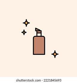 icon outline flat colorful about skin care, beauty cream, bottle cream. editable stroke color, outline flat icon style